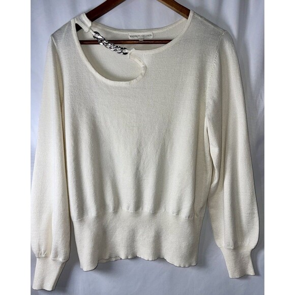 Madison & Hudson Sweater Cream With Silver Chain Accent Women’s Size M - Picture 2 of 8